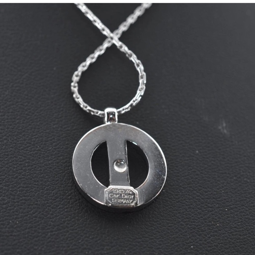 Christian Dior CD Silver Tone Pendant Necklace 14-16” - Picture 4 of 11